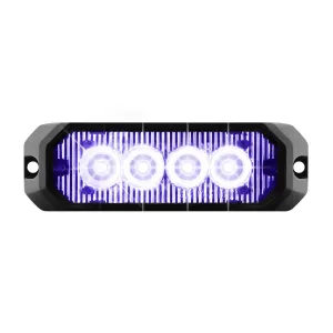 4″ MEDIUM RECTANGULAR HIGH POWER LED STROBE LIGHT, BLUE/CLEAR