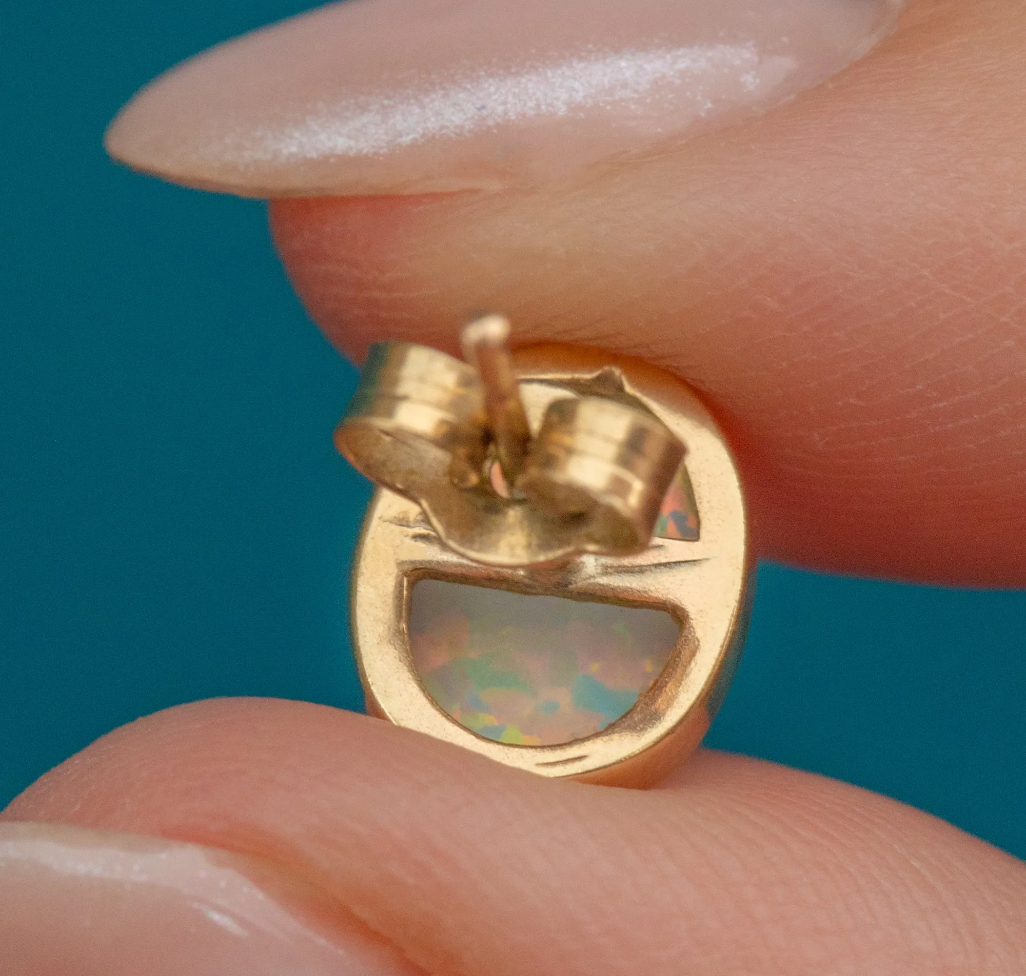 9ct Gold Opal Bezel Stud Earrings