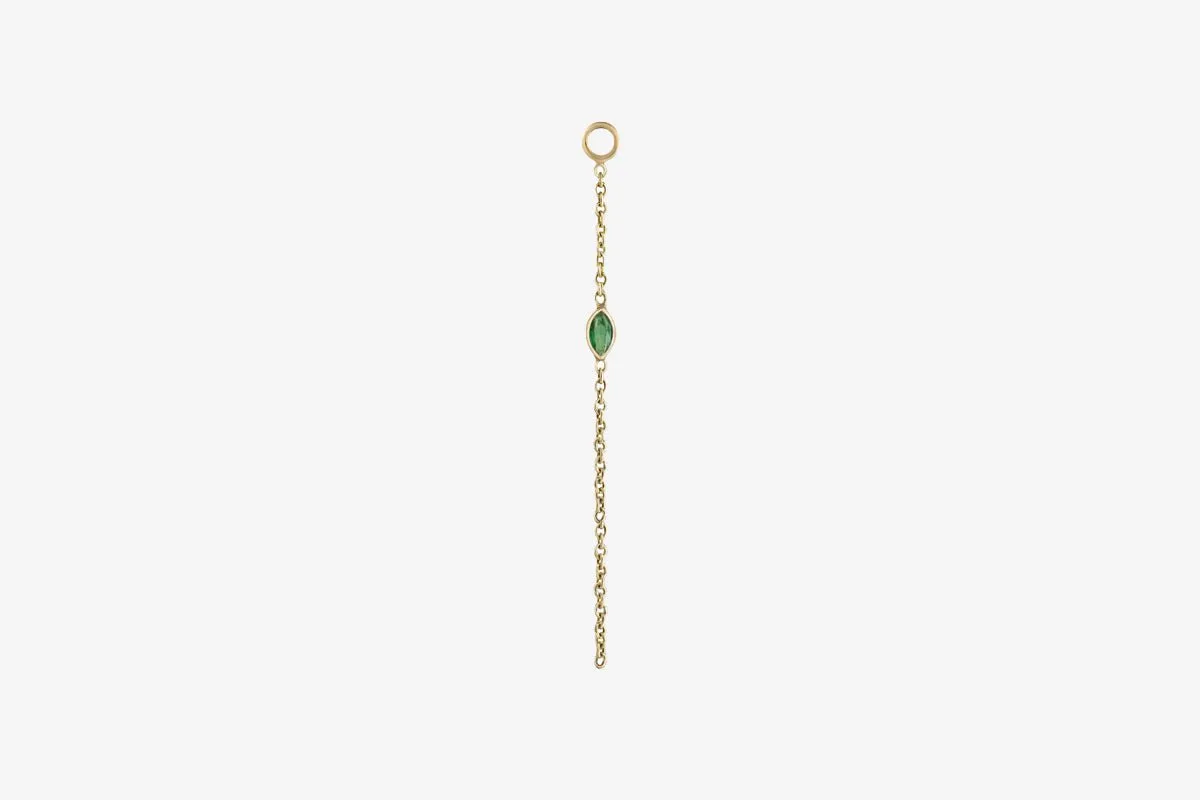 9k Gold Marquise Emerald Chain Plaque - Single