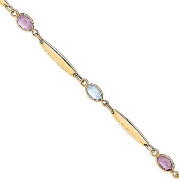 9K Yellow Gold Amethyst & Topaz Bracelet