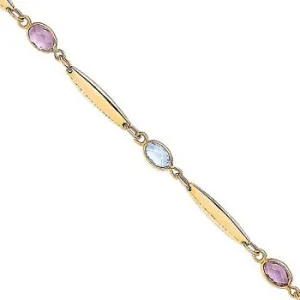 9K Yellow Gold Amethyst & Topaz Bracelet