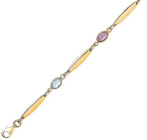 9K Yellow Gold Amethyst & Topaz Bracelet