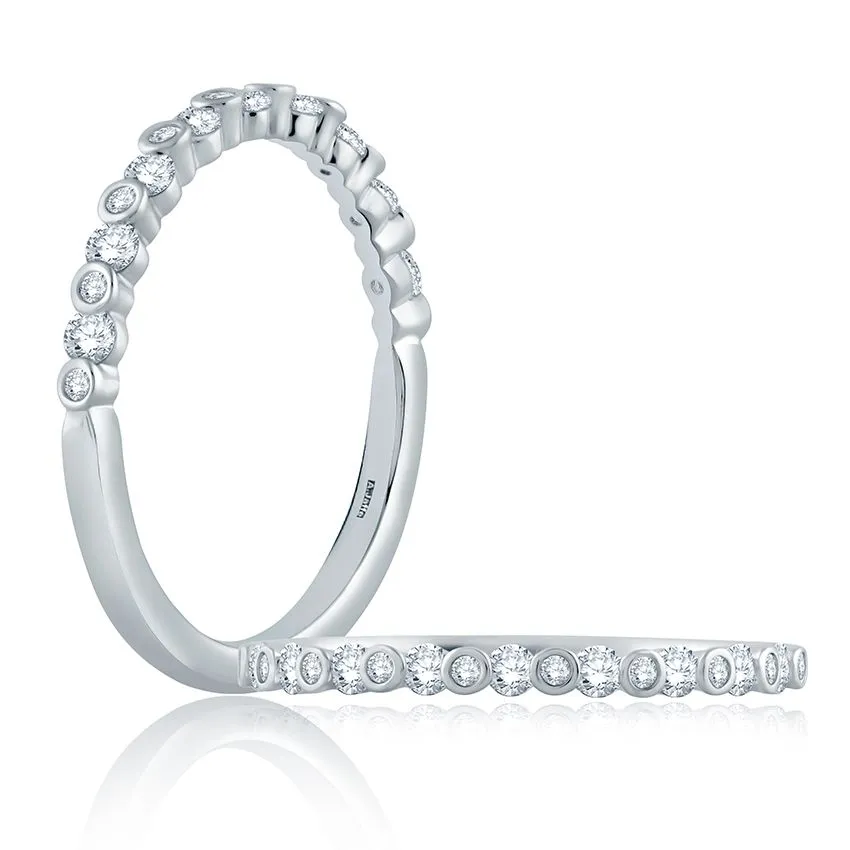 A.JAFFE Alternating Bezel Set Half Circle Stackable Band WR1057A/49