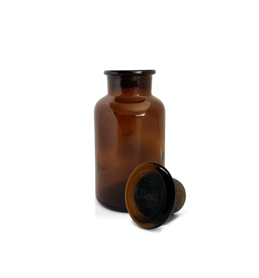 Amber Apothecary Glass Jar with Lid 125ml
