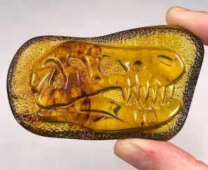AMBER Crystal Dinosaur - Crystal Carving, Housewarming Gift, Home Decor, Healing Crystals and Stones, 52664