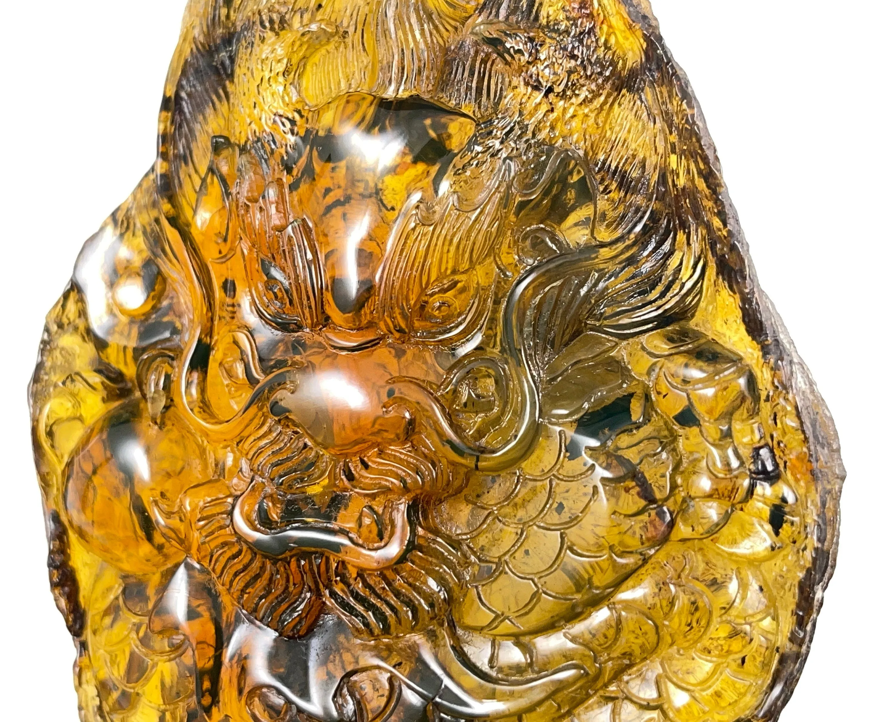 AMBER Crystal Dragon - UV Reactive - Crystal Carving, Housewarming Gift, Home Decor, Healing Crystals and Stones, 52662