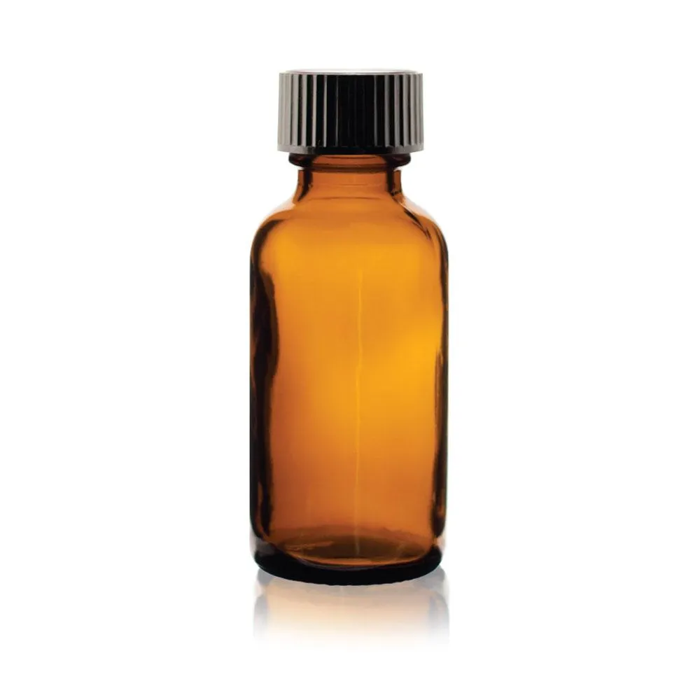 Amber Glass Bottles Empty Round - Spray Dropper Orifice Euro Cap Essential Oil