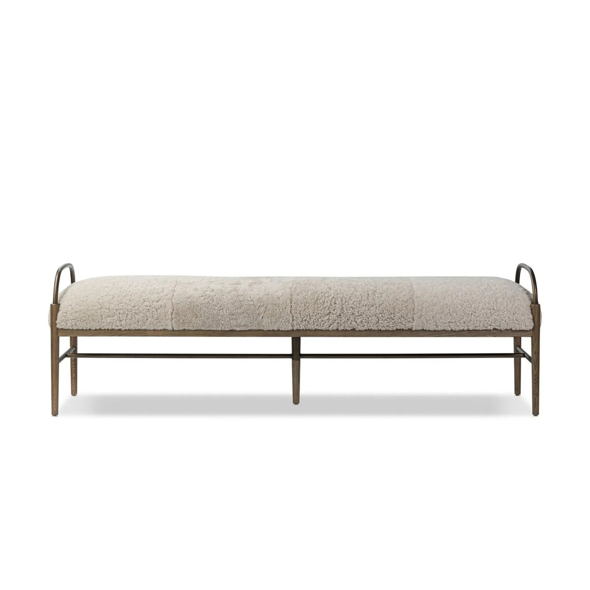 Amber Lewis x Four Hands Demi Accent Bench in Beige Shearling