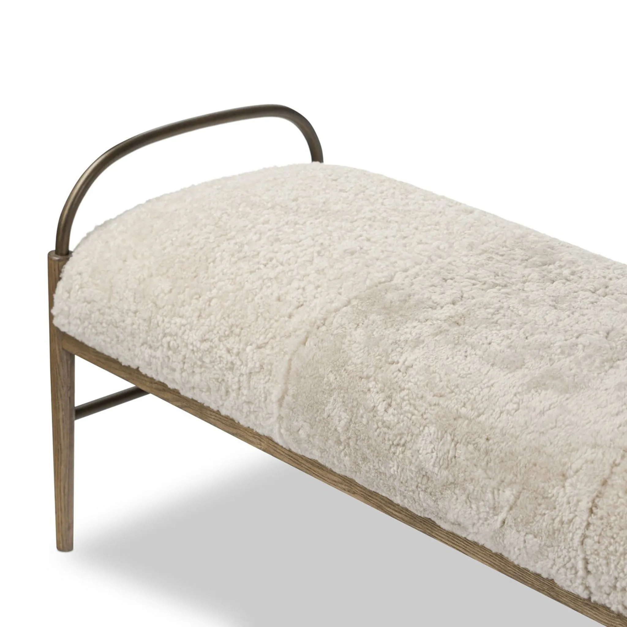 Amber Lewis x Four Hands Demi Accent Bench in Beige Shearling