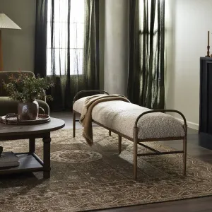 Amber Lewis x Four Hands Demi Accent Bench in Beige Shearling