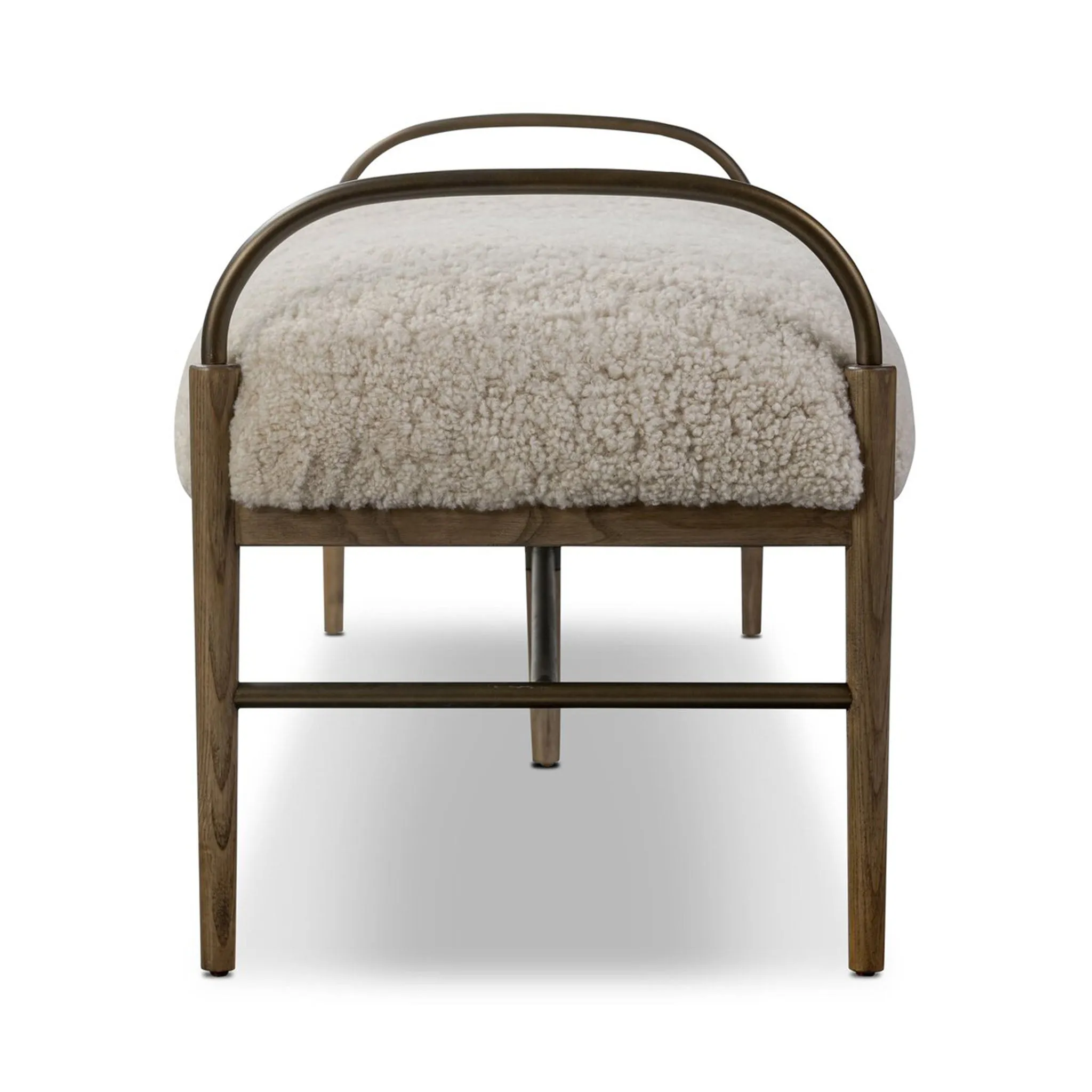 Amber Lewis x Four Hands Demi Accent Bench in Beige Shearling