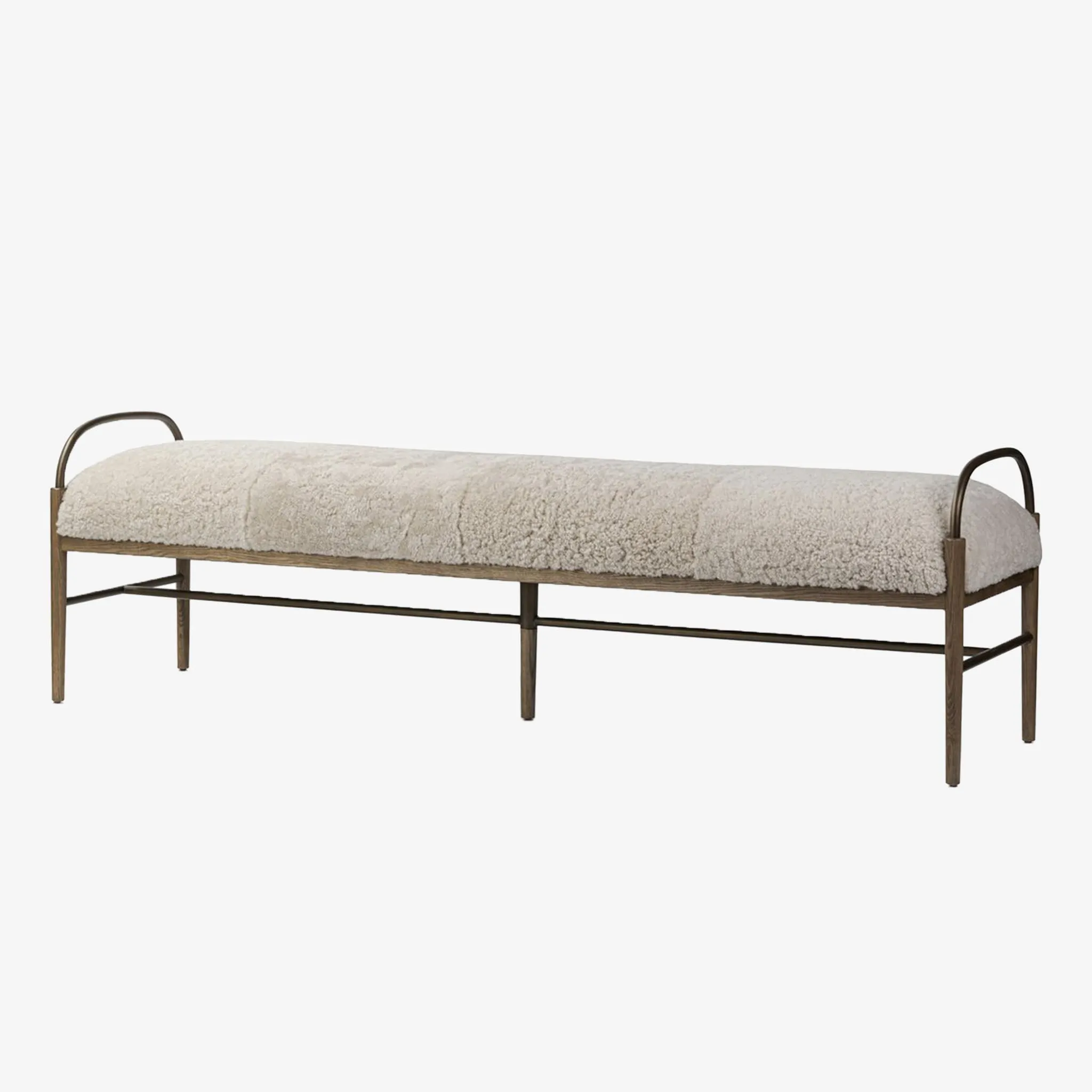 Amber Lewis x Four Hands Demi Accent Bench in Beige Shearling