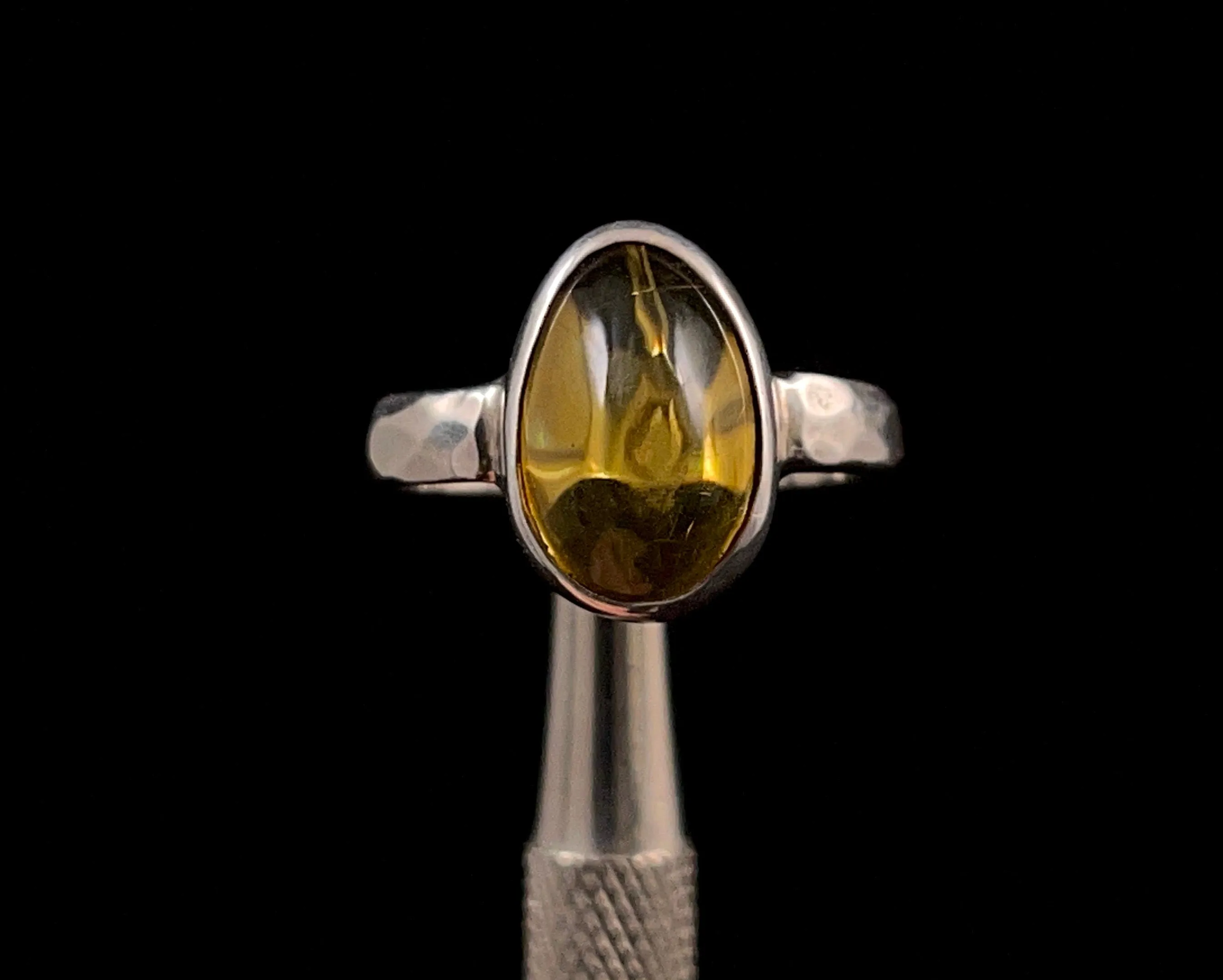 AMBER Ring - Sterling Silver, Size 8 - Amber Stone, Crystal Ring, Handmade Jewelry, Healing Crystals and Stones, 52645