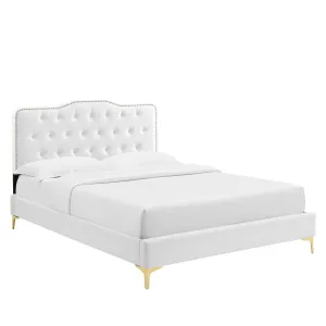 Amber Tufted Performance Velvet Twin Platform Bed By Modway - MOD-6778 - White