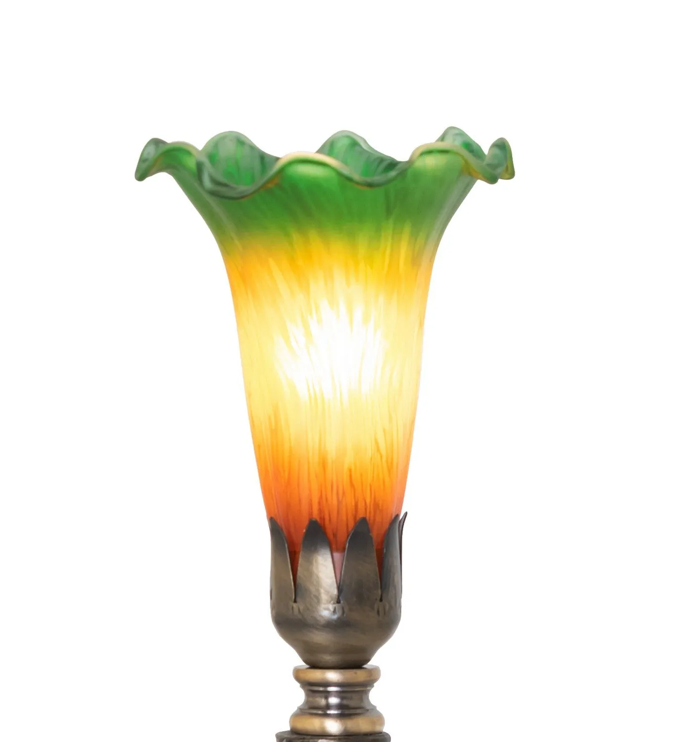 Amber/Green Tiffany Pond Lily One Light Mini Lamp