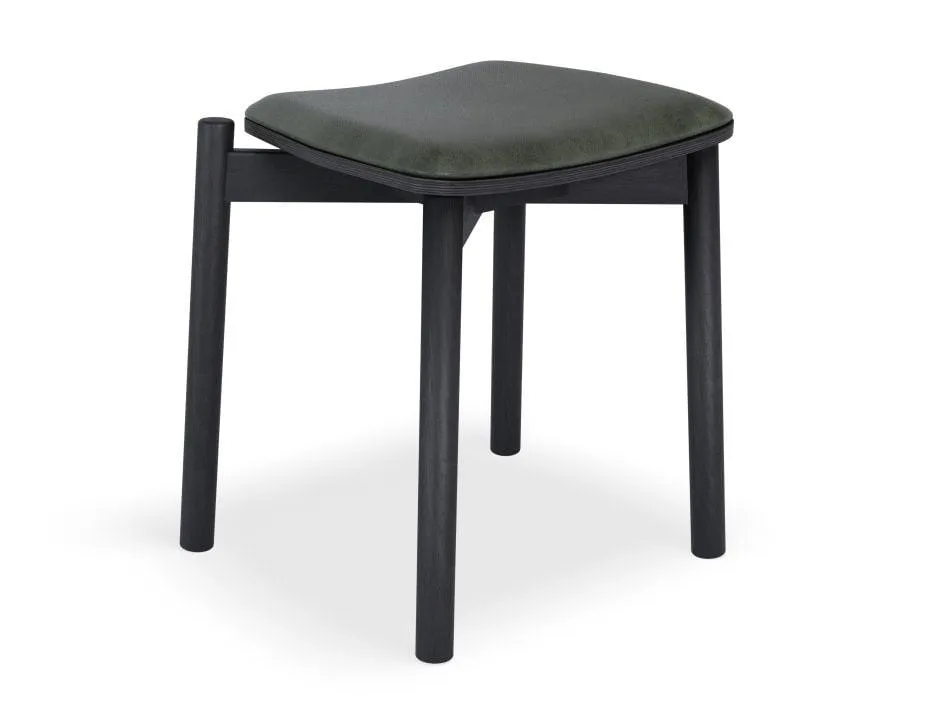 Andi Low Stool - Black Ash with Pad - 45cm - Charcoal Fabric Seat Pad