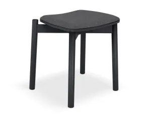 Andi Low Stool - Black Ash with Pad - 45cm - Charcoal Fabric Seat Pad