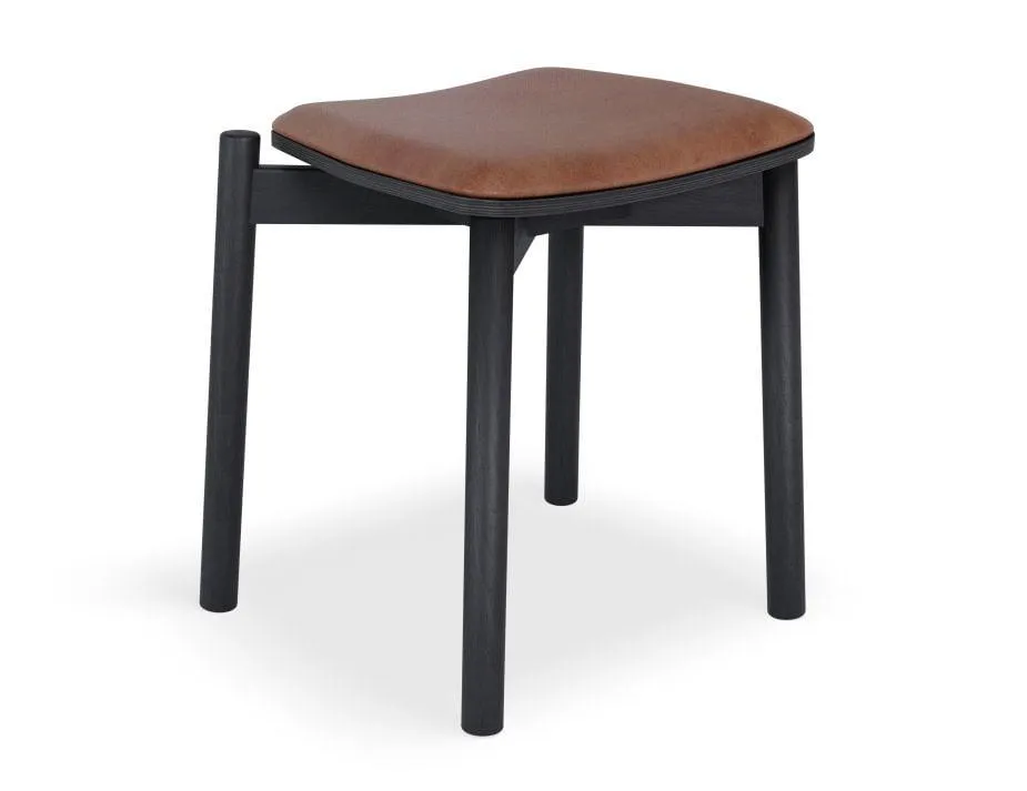 Andi Low Stool - Black Ash with Pad - 45cm - Charcoal Fabric Seat Pad