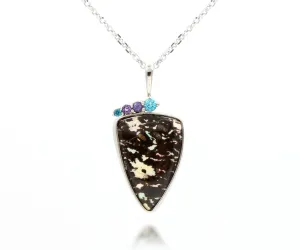 Angular Leopard Opal Amethyst Topaz Necklace