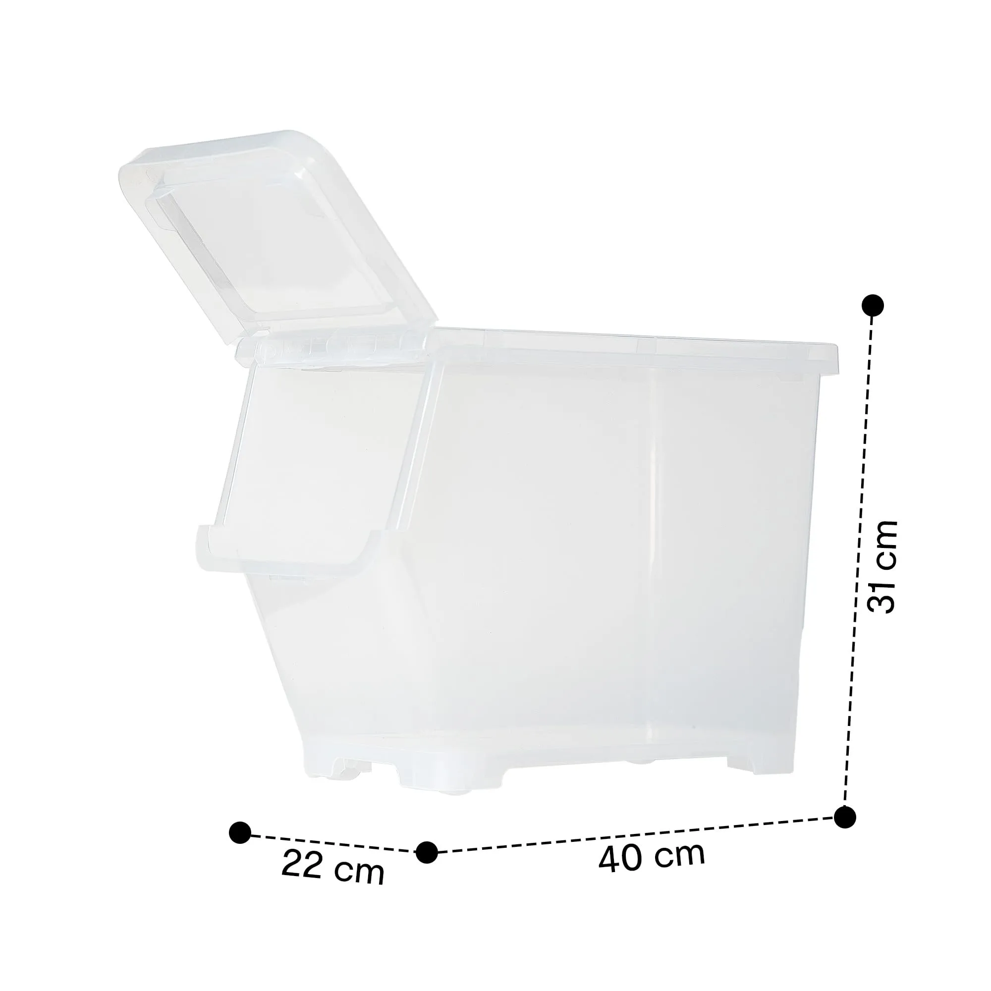 Anko Rectangular Multipurpose Plastic Storage Container with Wheels - 12L | Stackable Movable Organizer for Kitchen, Bedroom, Kids Room, Wardrobe with Removable Lid | BPA Free | Clear, 40 x 31 x 22cm