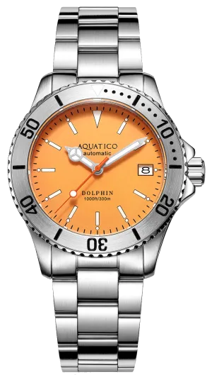 Aquatico Dolphin 39mm Automatic Dive Watch Orange