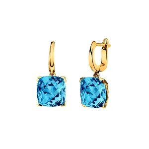 Blue Topaz 14K Yellow Gold Huggie