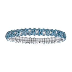 Blue Topaz 18K White Gold Domed Stretch Bracelet
