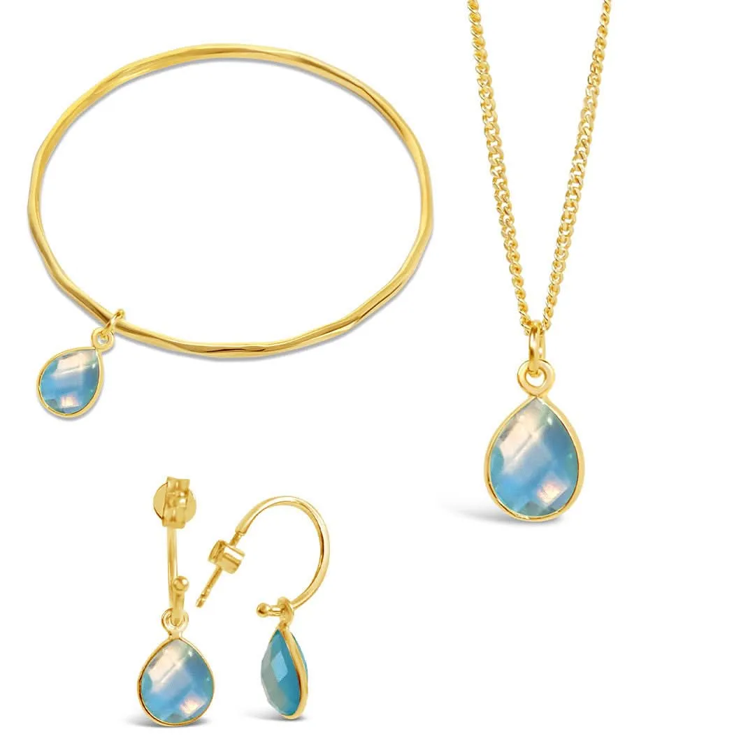 Blue Topaz Charm Bangle | Gold - December