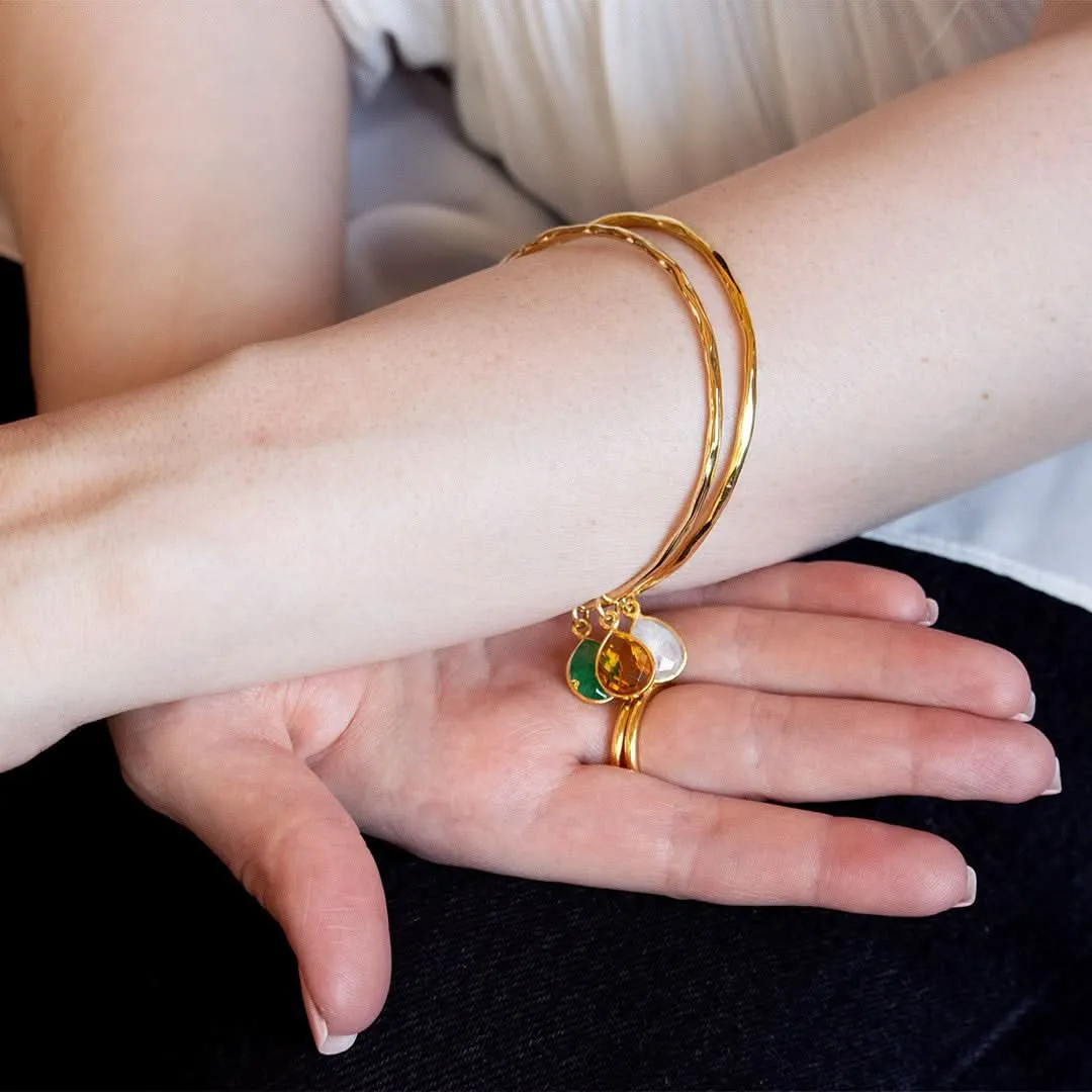 Blue Topaz Charm Bangle | Gold - December