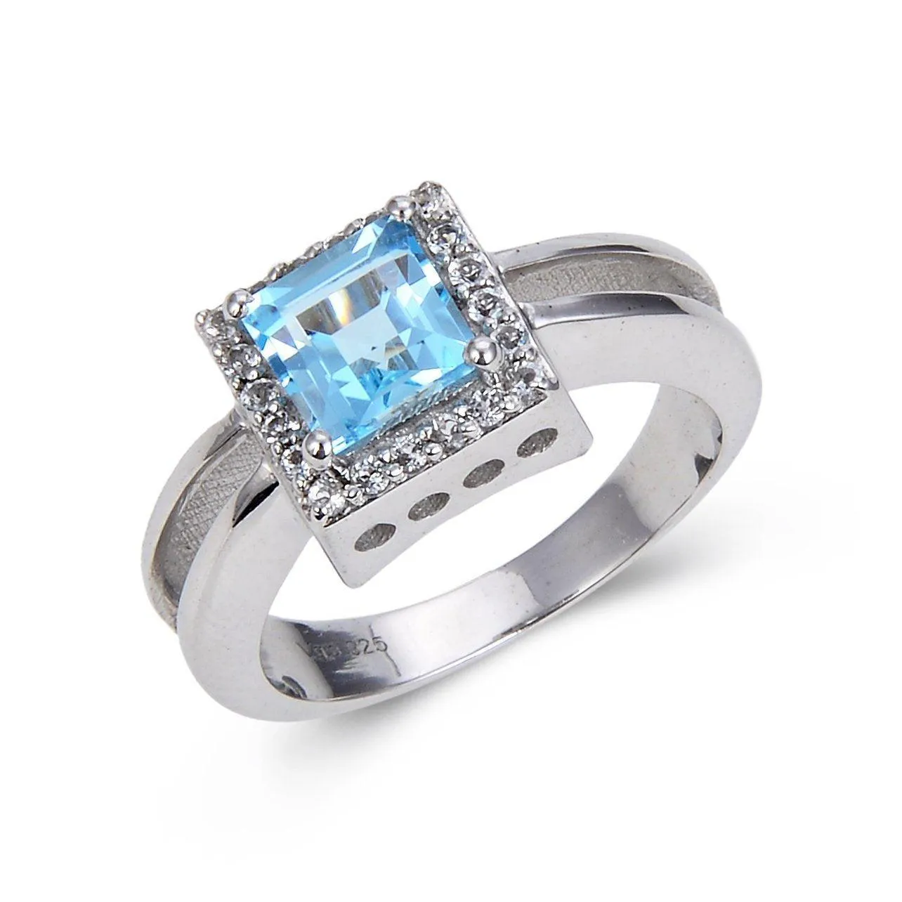 Blue Topaz Chunky Halo Ring