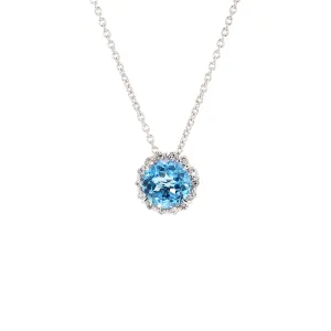 Blue Topaz Halo Pendant