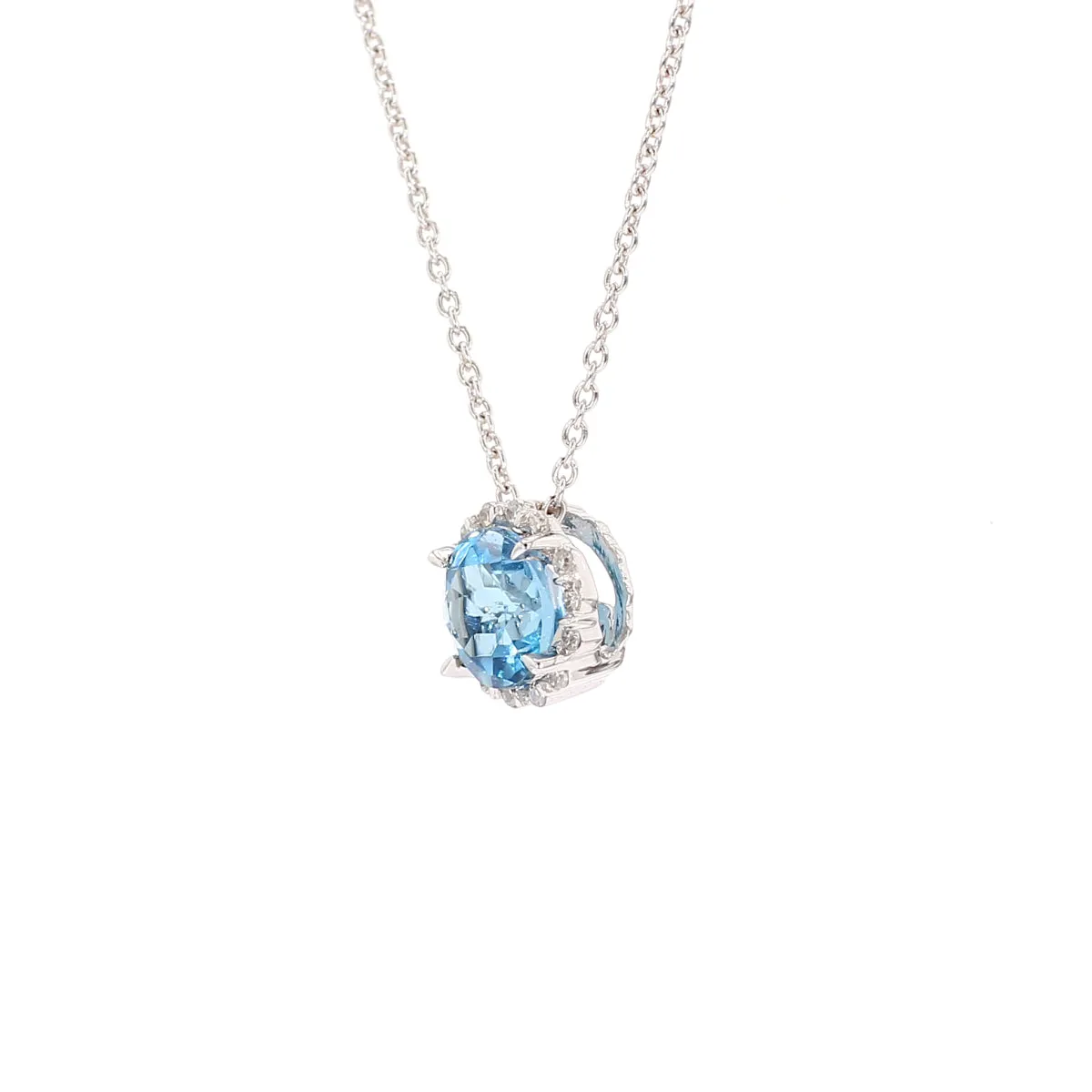 Blue Topaz Halo Pendant