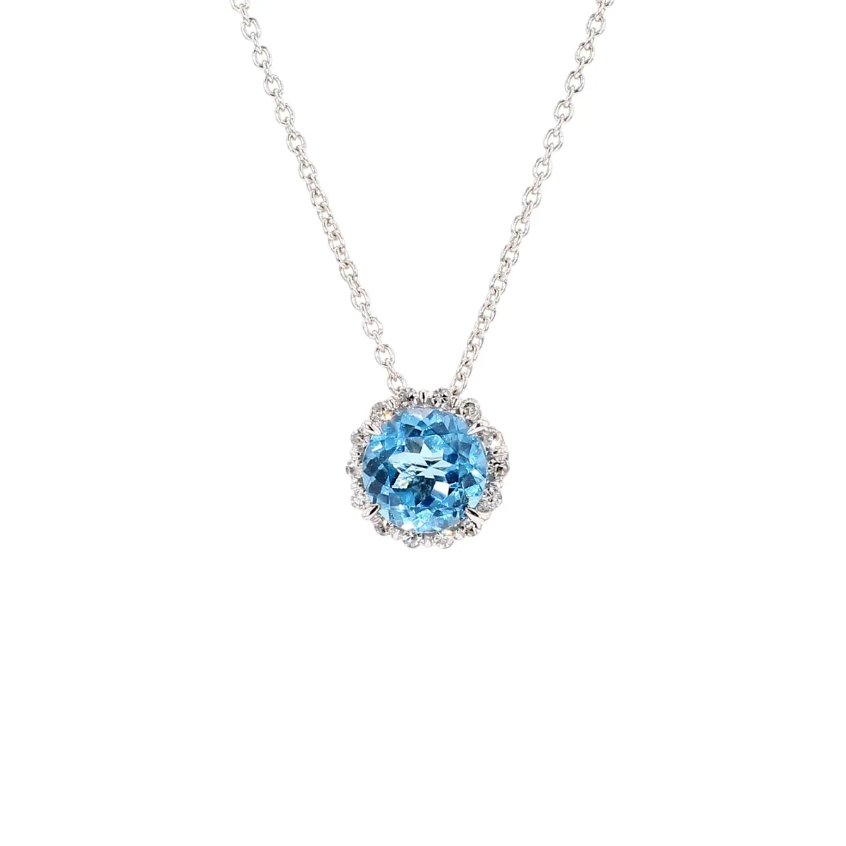 Blue Topaz Halo Pendant
