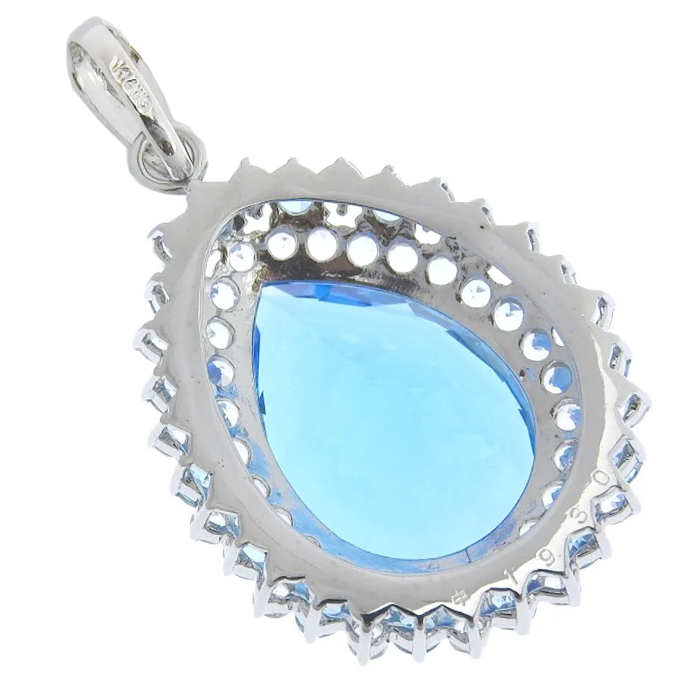 Blue Topaz Pendant K14WG 19.30ct with Clear Stones