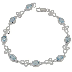 Blue Topaz Set Celtic Link Bracelet