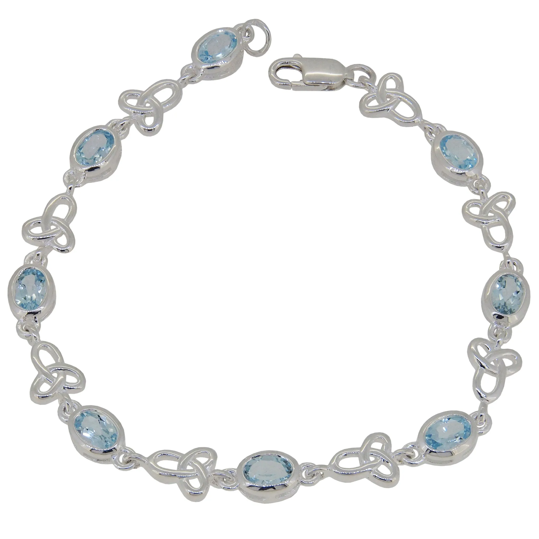 Blue Topaz Set Celtic Link Bracelet