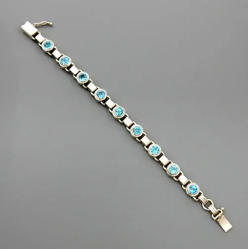 Blue Topaz Sterling Silver Link Bracelet