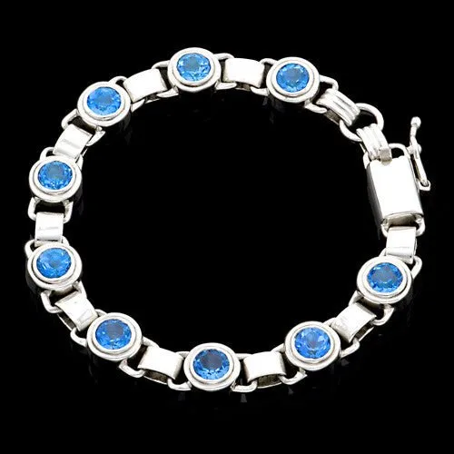 Blue Topaz Sterling Silver Link Bracelet