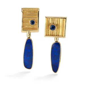 Boulder Opal & Sapphire Earrings