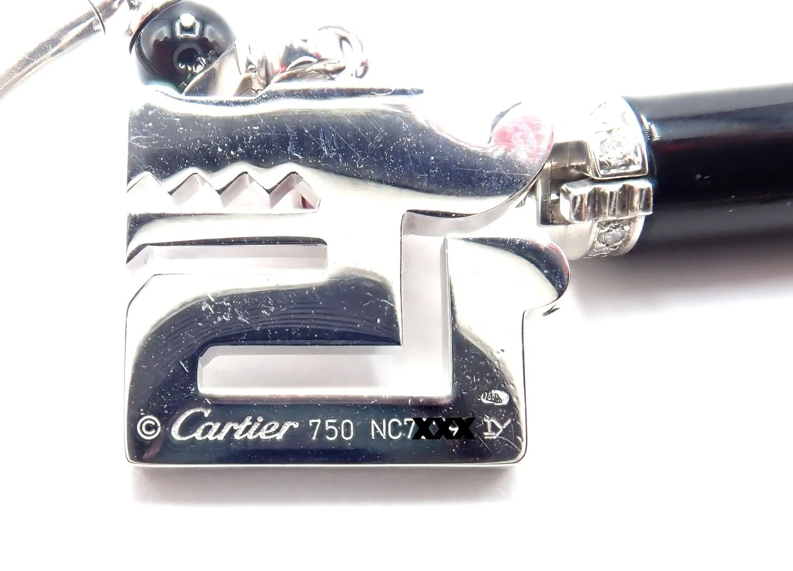 Cartier Le Baiser Du Dragon 18k Gold Diamond Ruby Onyx 2 Charms Bangle Bracelet