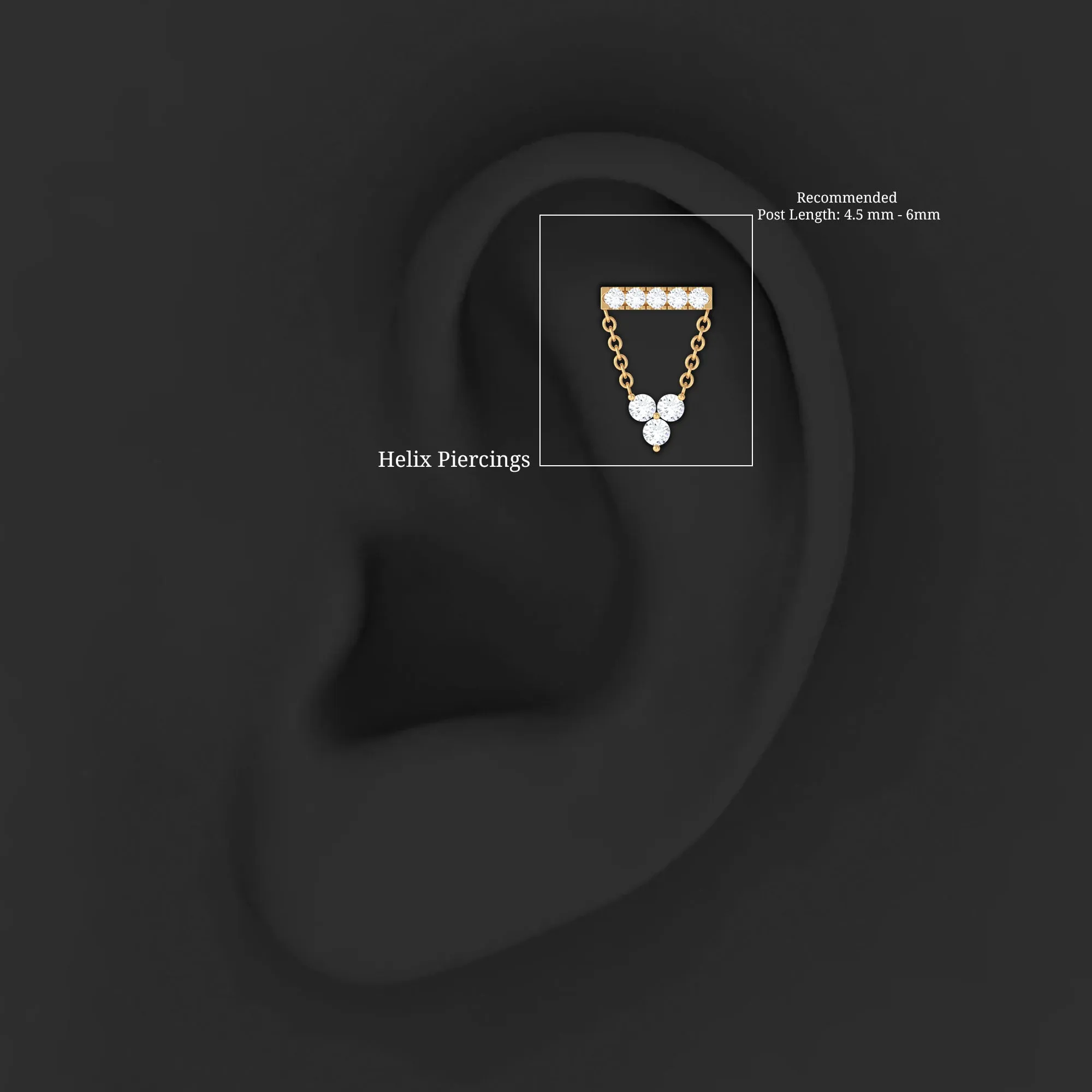 Certified Moissanite Bar Chain Dangling Earring