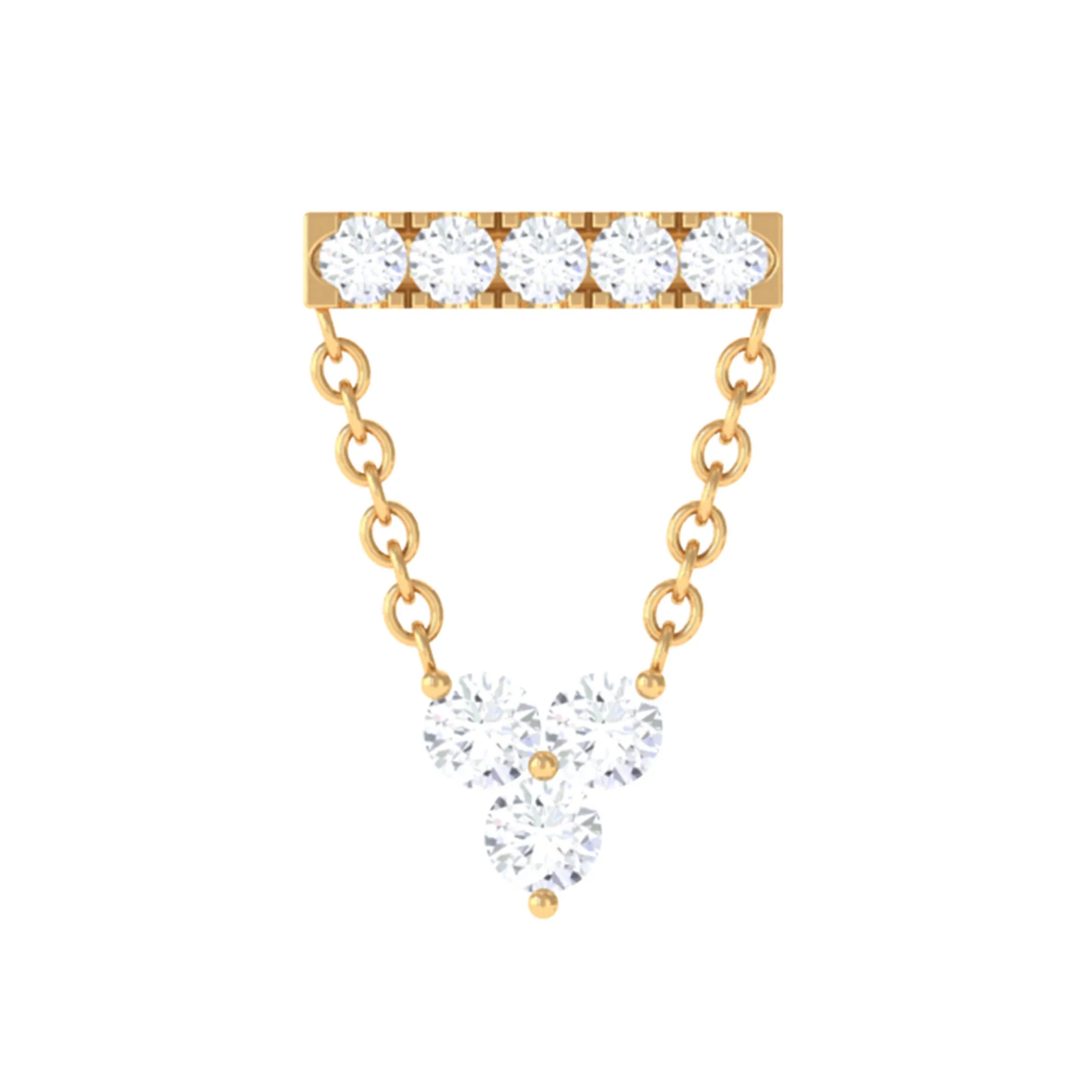 Certified Moissanite Bar Chain Dangling Earring