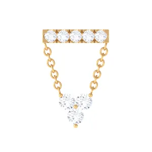 Certified Moissanite Bar Chain Dangling Earring