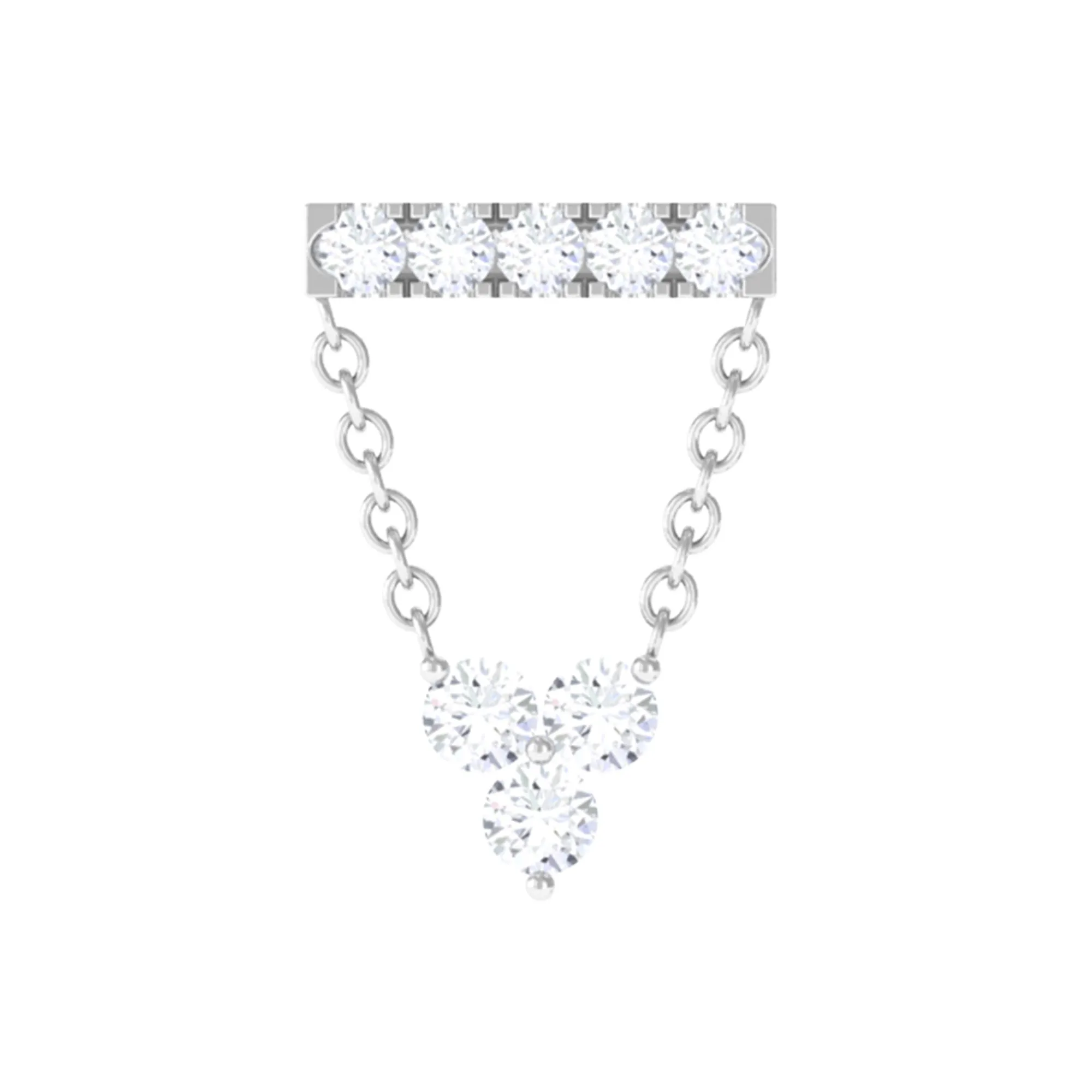 Certified Moissanite Bar Chain Dangling Earring