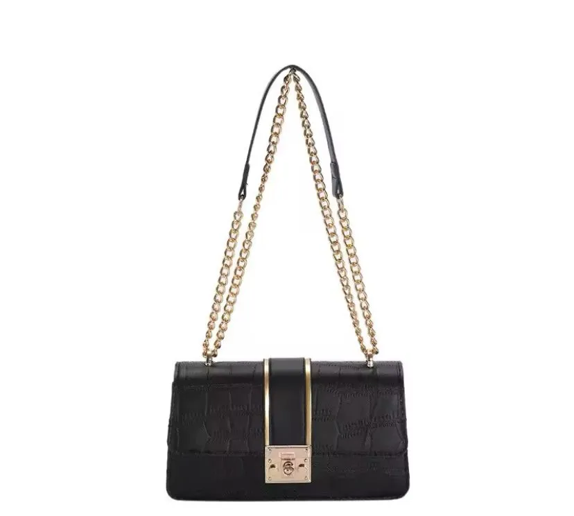 Chain Buckle Shoulder Bag For Women Square Material Outings Square Bag  417799