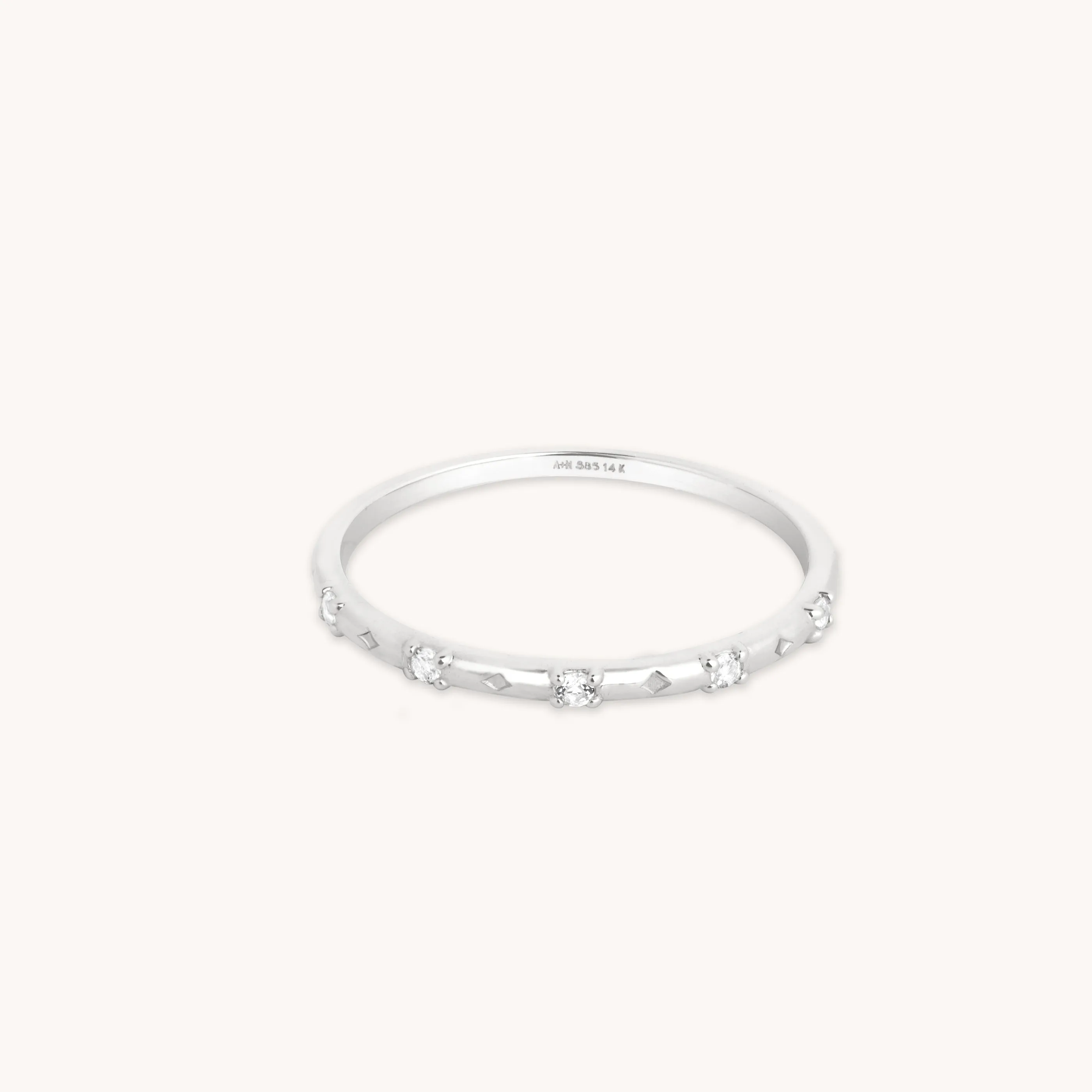 Cosmic Star Topaz Band Ring in Solid White Gold