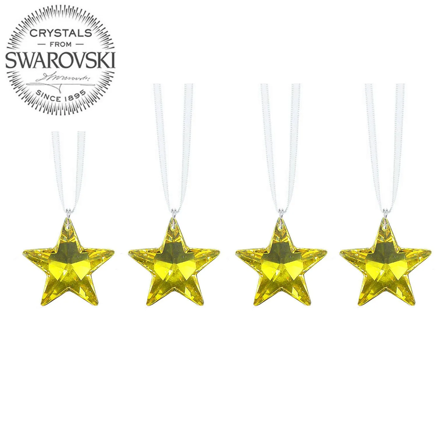 Crystals Hanging Swarovski Crystal Prisms Light Topaz Star Prisms, 4 Pcs