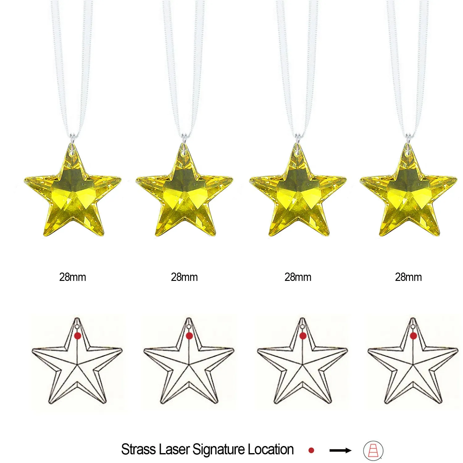 Crystals Hanging Swarovski Crystal Prisms Light Topaz Star Prisms, 4 Pcs