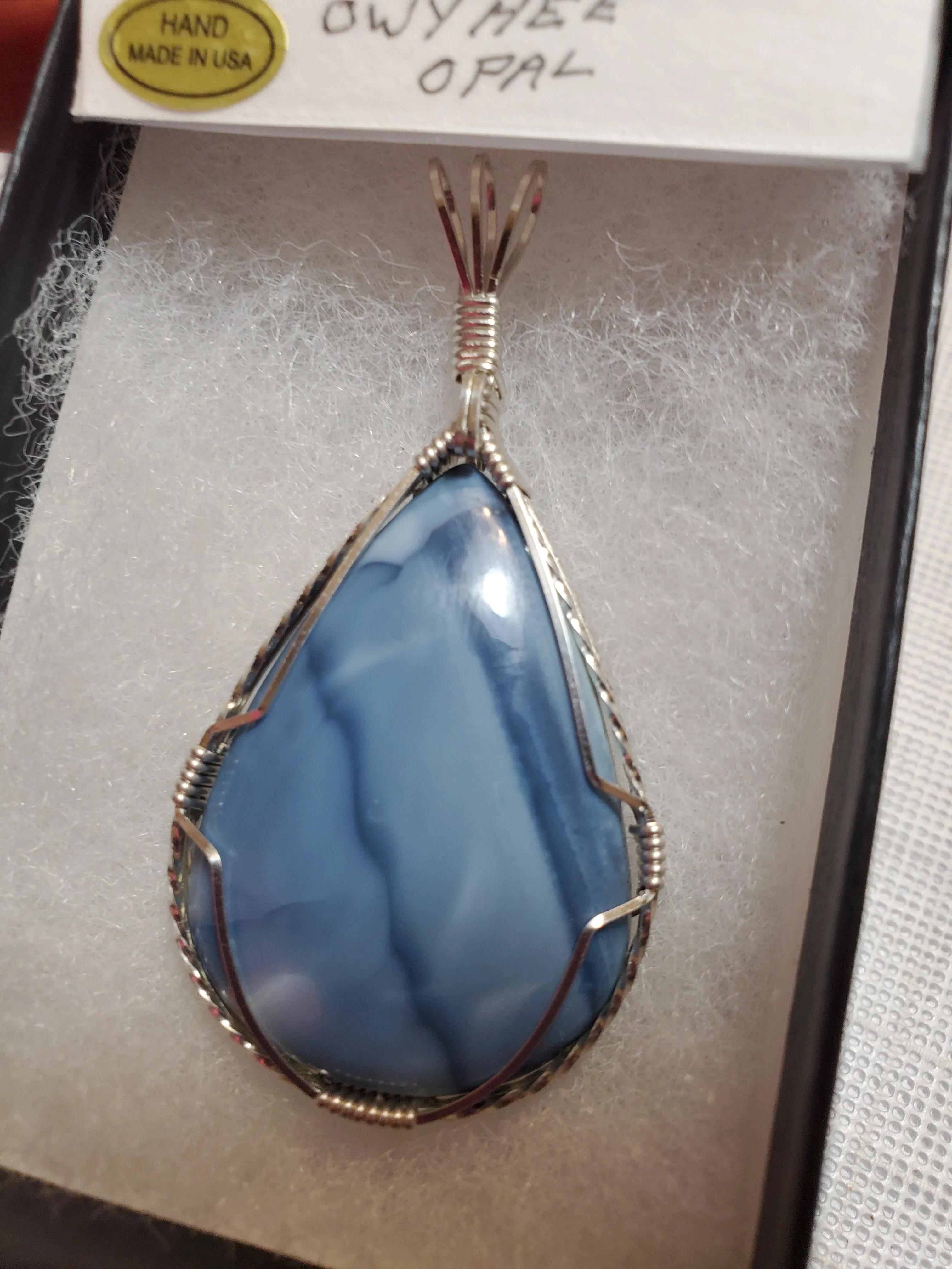 Custom Wire Wrapped Owyhee Opal Necklace/Pendant Sterling Silver