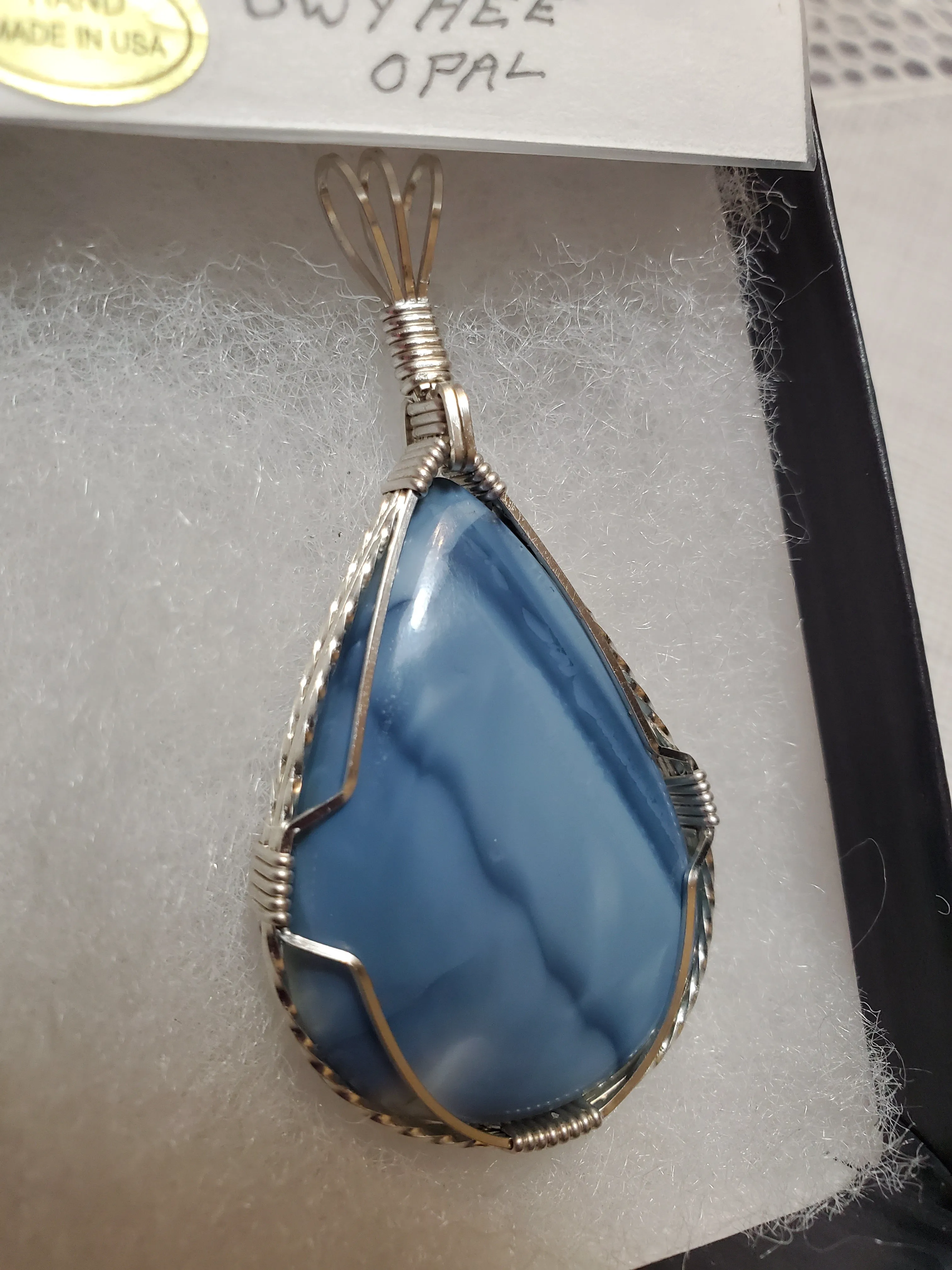 Custom Wire Wrapped Owyhee Opal Necklace/Pendant Sterling Silver